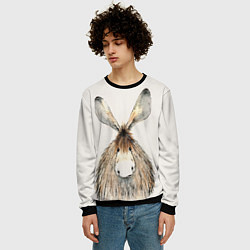 Свитшот мужской Ушастый ослик, цвет: 3D-черный — фото 2