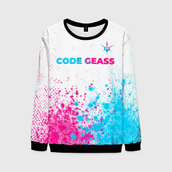 Свитшот мужской Code Geass neon gradient style: символ сверху, цвет: 3D-черный