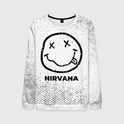 Свитшот мужской Nirvana с потертостями на светлом фоне, цвет: 3D-белый