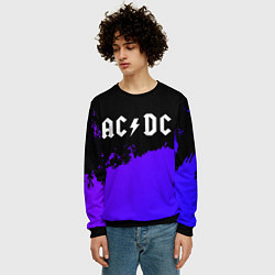 Свитшот мужской AC DC purple grunge, цвет: 3D-черный — фото 2