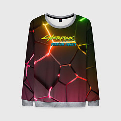 Свитшот мужской Cyberpunk 2077 phantom liberty logo neon, цвет: 3D-меланж