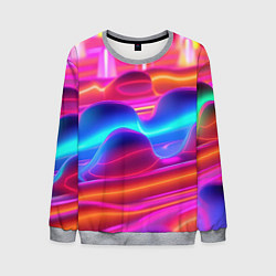 Свитшот мужской Неоновые объемные волны, цвет: 3D-меланж