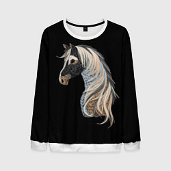 Свитшот мужской Вышивка Лошадь, цвет: 3D-белый