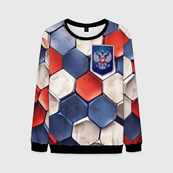 Свитшот мужской Объемные плиты флаг России, цвет: 3D-черный