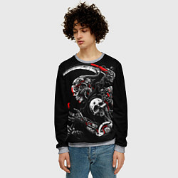 Свитшот мужской Cyberpunk death, цвет: 3D-меланж — фото 2