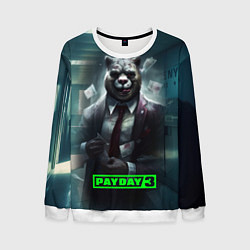 Свитшот мужской Payday 3 crazy bear, цвет: 3D-белый