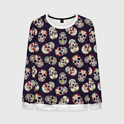 Свитшот мужской Узор с черепами Pattern with skulls, цвет: 3D-белый