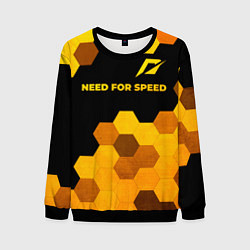 Свитшот мужской Need for Speed - gold gradient: символ сверху, цвет: 3D-черный