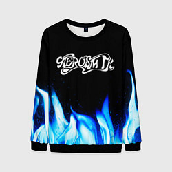 Свитшот мужской Aerosmith blue fire, цвет: 3D-черный