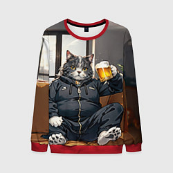 Свитшот мужской Толстый кот со стаканом пива, цвет: 3D-красный