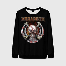 Свитшот мужской Megadeth - боевой череп, цвет: 3D-черный