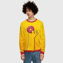 Свитшот мужской Гомер и пончик, цвет: 3D-красный — фото 2
