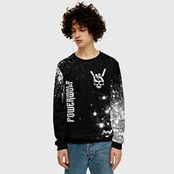 Свитшот мужской Powerwolf и рок символ на темном фоне, цвет: 3D-черный — фото 2