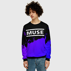 Свитшот мужской Muse purple grunge, цвет: 3D-черный — фото 2