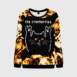 Свитшот мужской The Cranberries рок кот и огонь, цвет: 3D-черный