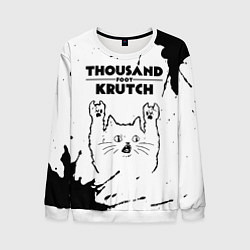 Свитшот мужской Thousand Foot Krutch рок кот на светлом фоне, цвет: 3D-белый