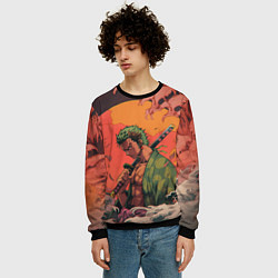 Свитшот мужской Зоро на закате - One Piece, цвет: 3D-черный — фото 2