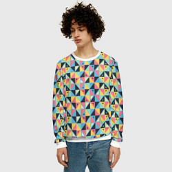 Свитшот мужской Треугольная мозаика, цвет: 3D-белый — фото 2