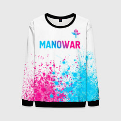 Свитшот мужской Manowar neon gradient style: символ сверху, цвет: 3D-черный