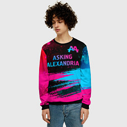 Свитшот мужской Asking Alexandria - neon gradient: символ сверху, цвет: 3D-черный — фото 2