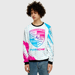 Свитшот мужской Porsche neon gradient style, цвет: 3D-черный — фото 2