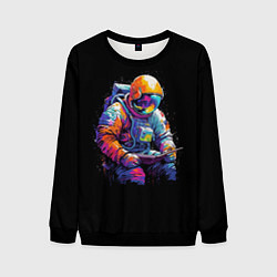 Свитшот мужской Читающий космонавт, цвет: 3D-черный