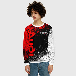 Свитшот мужской Ауди - красный и белый, цвет: 3D-белый — фото 2
