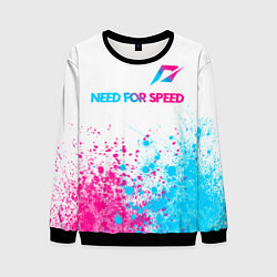 Свитшот мужской Need for Speed neon gradient style: символ сверху, цвет: 3D-черный