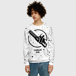 Свитшот мужской Chainsaw Man glitch на светлом фоне, цвет: 3D-белый — фото 2