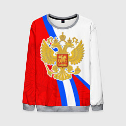 Свитшот мужской Герб РФ - Российский триколор, цвет: 3D-меланж