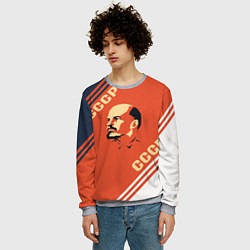 Свитшот мужской Ленин на красном фоне, цвет: 3D-меланж — фото 2