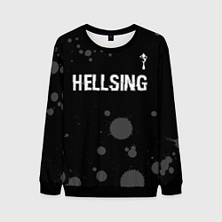 Свитшот мужской Hellsing glitch на темном фоне: символ сверху, цвет: 3D-черный
