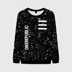 Свитшот мужской OneRepublic glitch на темном фоне: надпись, символ, цвет: 3D-черный
