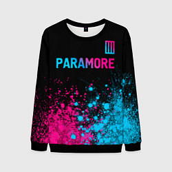 Свитшот мужской Paramore - neon gradient: символ сверху, цвет: 3D-черный
