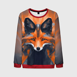 Свитшот мужской Нарисованная огненная лиса, цвет: 3D-красный