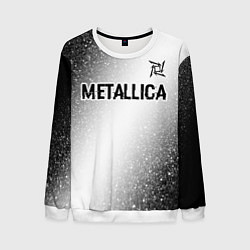 Свитшот мужской Metallica glitch на светлом фоне: символ сверху, цвет: 3D-белый