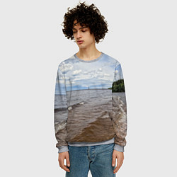 Свитшот мужской Волны на Ладожском озере, цвет: 3D-меланж — фото 2