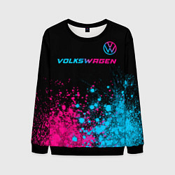 Свитшот мужской Volkswagen - neon gradient: символ сверху, цвет: 3D-черный