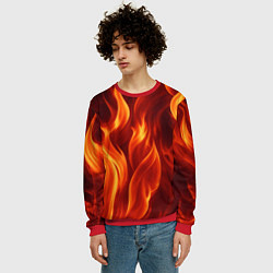 Свитшот мужской Пламя огня, цвет: 3D-красный — фото 2