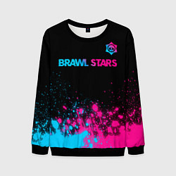 Свитшот мужской Brawl Stars - neon gradient: символ сверху, цвет: 3D-черный