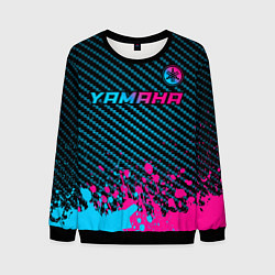 Свитшот мужской Yamaha - neon gradient: символ сверху, цвет: 3D-черный