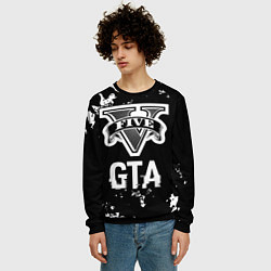 Свитшот мужской GTA glitch на темном фоне, цвет: 3D-черный — фото 2