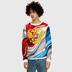 Свитшот мужской Герб России на фоне флага, цвет: 3D-белый — фото 2