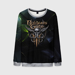 Свитшот мужской Baldurs Gate 3 logo dark green, цвет: 3D-меланж