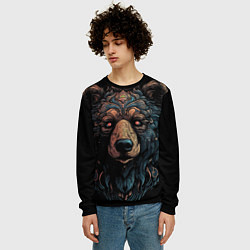 Свитшот мужской Медведь из узоров, цвет: 3D-черный — фото 2