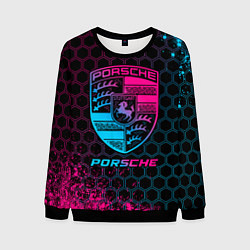 Свитшот мужской Porsche - neon gradient, цвет: 3D-черный
