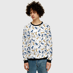 Свитшот мужской Синие и желтые шахматные фигуры на белом фоне, цвет: 3D-черный — фото 2