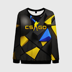 Свитшот мужской CSGO blue yellow abstract, цвет: 3D-черный