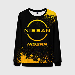 Свитшот мужской Nissan - gold gradient, цвет: 3D-черный