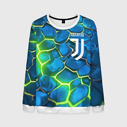 Свитшот мужской Juventus blue green neon, цвет: 3D-белый